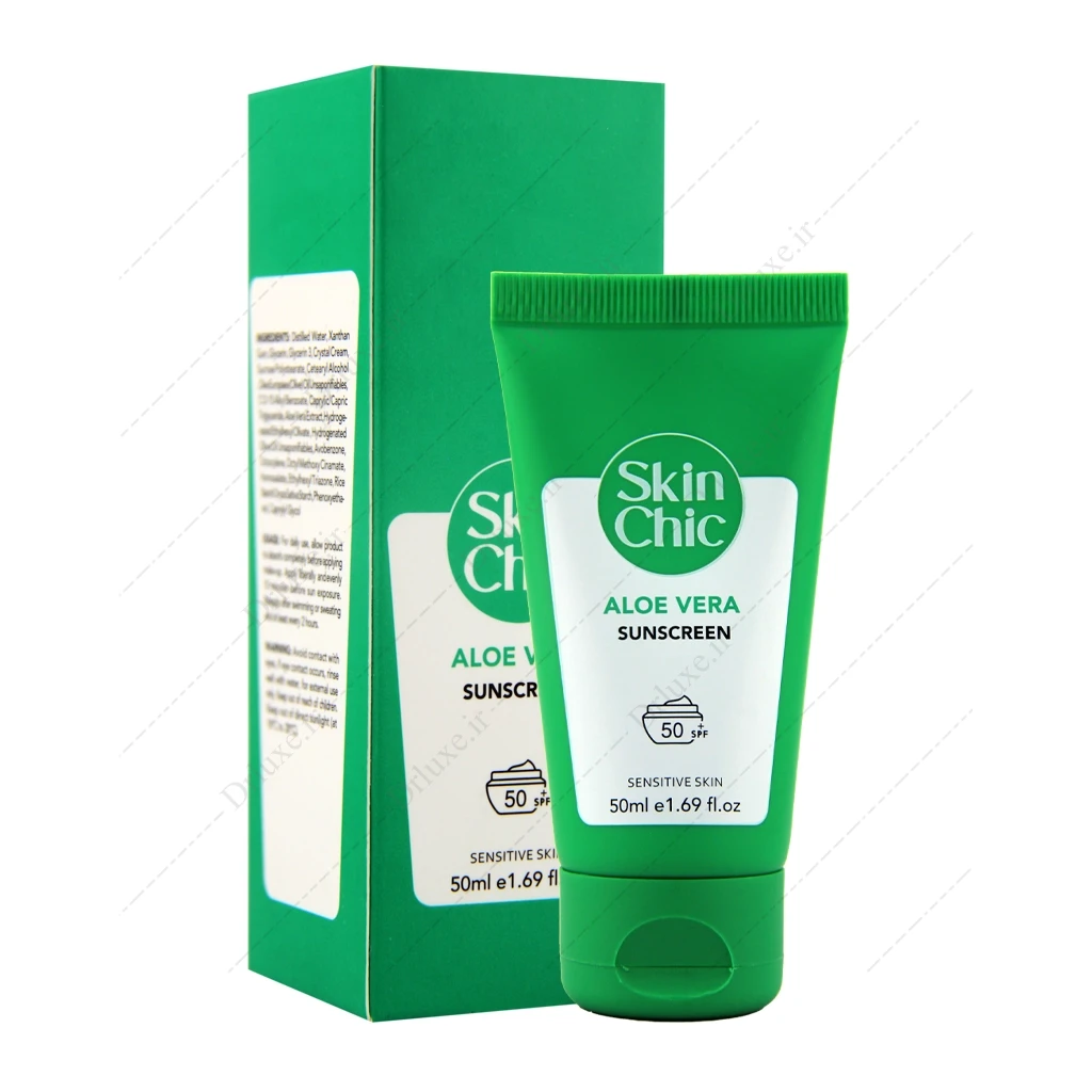 کرم ضد آفتاب SPF50 پوست حساس اسکین شیک حاوی آلوئه ورا